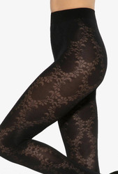 Rajstopy Floral W.01 50 Den - nero