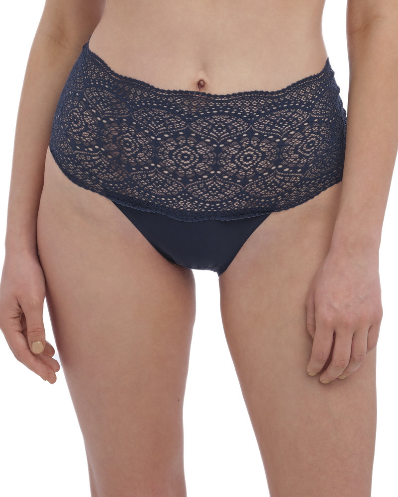 Lace Ease figi z wysokim stanem - granatowe ONE SIZE