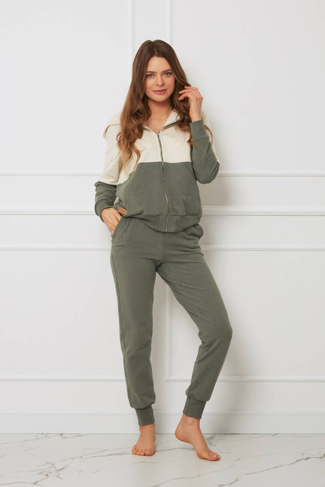 Bluza damska - organiczna bawełna OH!ZUZA N&D H03- kremowo/zielona