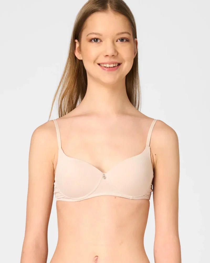 Key My First Bra TBM 122 gładki biustonosz dla nastolatek bez fiszbin - beżowy