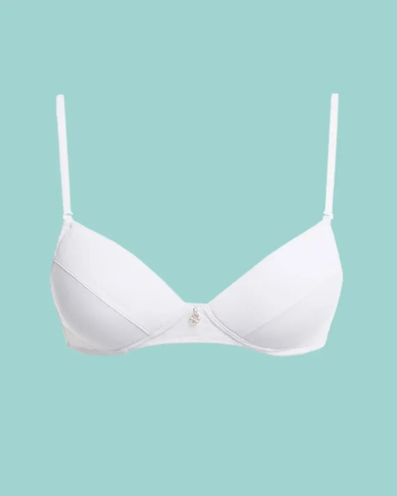 Key My First Bra TBC 122 stanik dla nastolatek z ozdobą i odpinanymi ramiączkami - biały