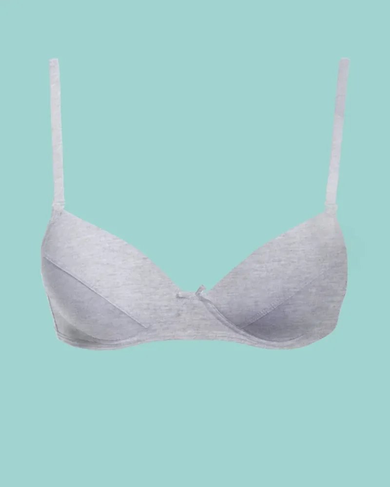 Key My First Bra TBC 024 bawełniany stanik dla nastolatek z odpinanymi ramiączkami - szary melanż