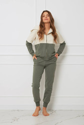 Bluza damska - plus size organiczna bawełna OH!ZUZA N&D H03- kremowo/zielona