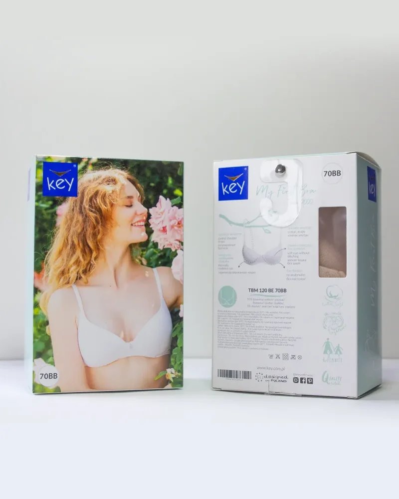 Key My First Bra TBM 120 bawełniany biustonosz dla nastolatek bez fiszbin - beżowy