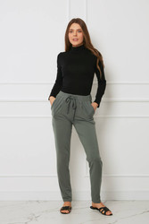 Spodnie - z kokardką plus size tencel OH!ZUZA N&D H25 - zielone
