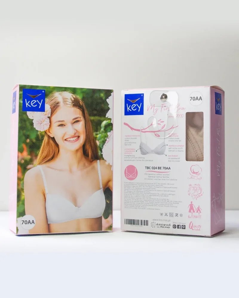 Key My First Bra TBC 024 bawełniany stanik dla nastolatek z odpinanymi ramiączkami - beżowy
