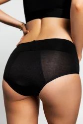 Majtki menstruacyjne z niskim stanem - czarne - chłonność HEAVY