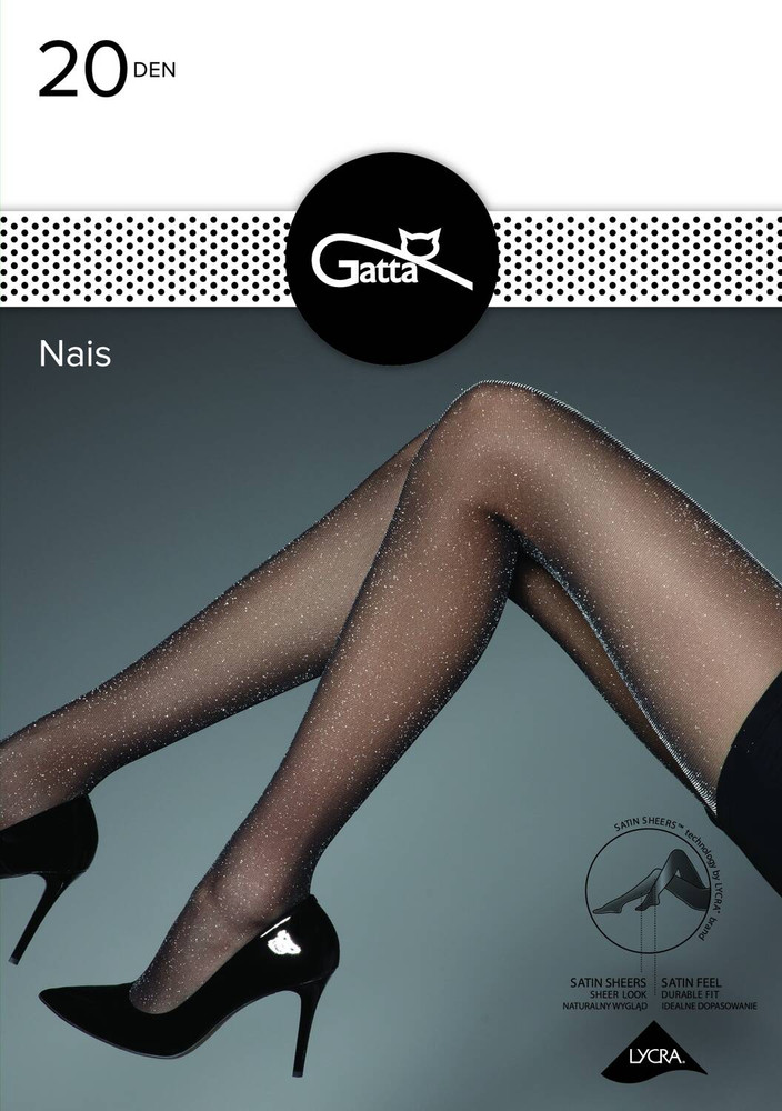 Rajstopy Nais Lurex 20 Den - nero.silver