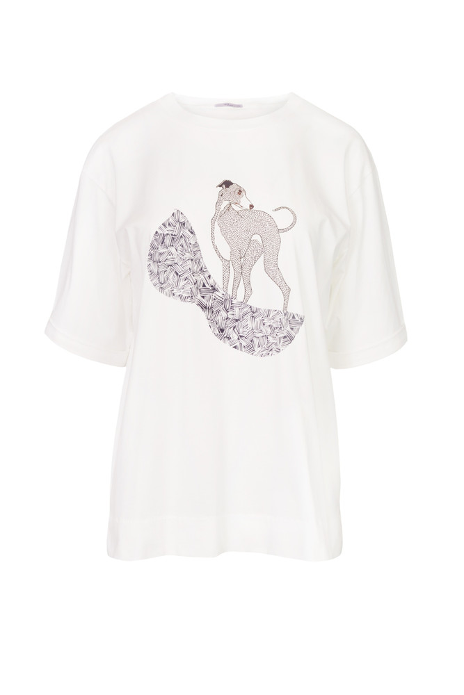 T-Shirt damski - whippet OH!ZUZA N&D H14 - kremowa