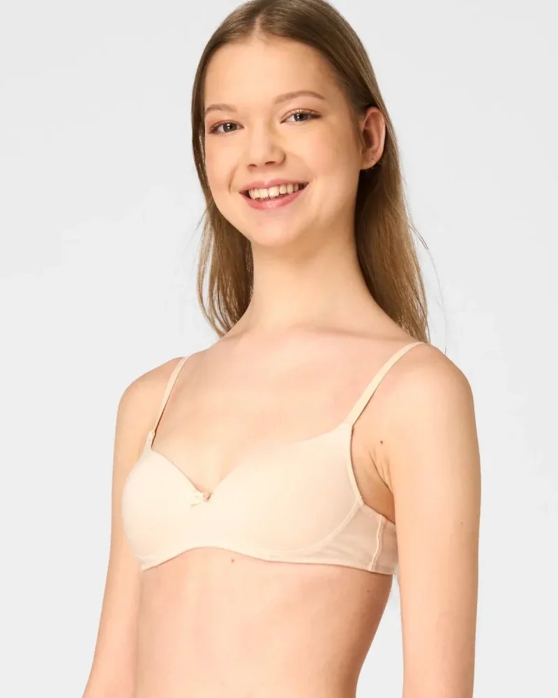 Key My First Bra TBM 120 bawełniany biustonosz dla nastolatek bez fiszbin - beżowy