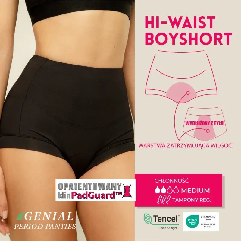 Majtki menstruacyjne z wysokim stanem - beżowe